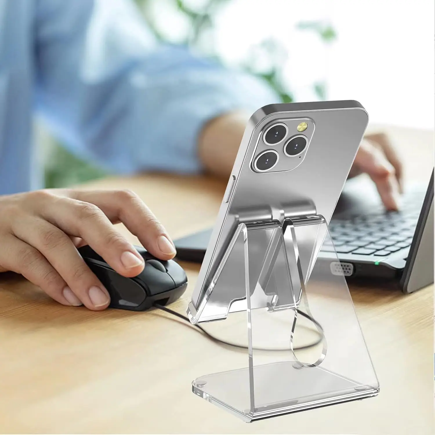 Wholesale Custom Office Acrylic Cell Phone Holder/Stand, Clear Compatible with 4-10' Phone Pro Max , Android Smartphone
