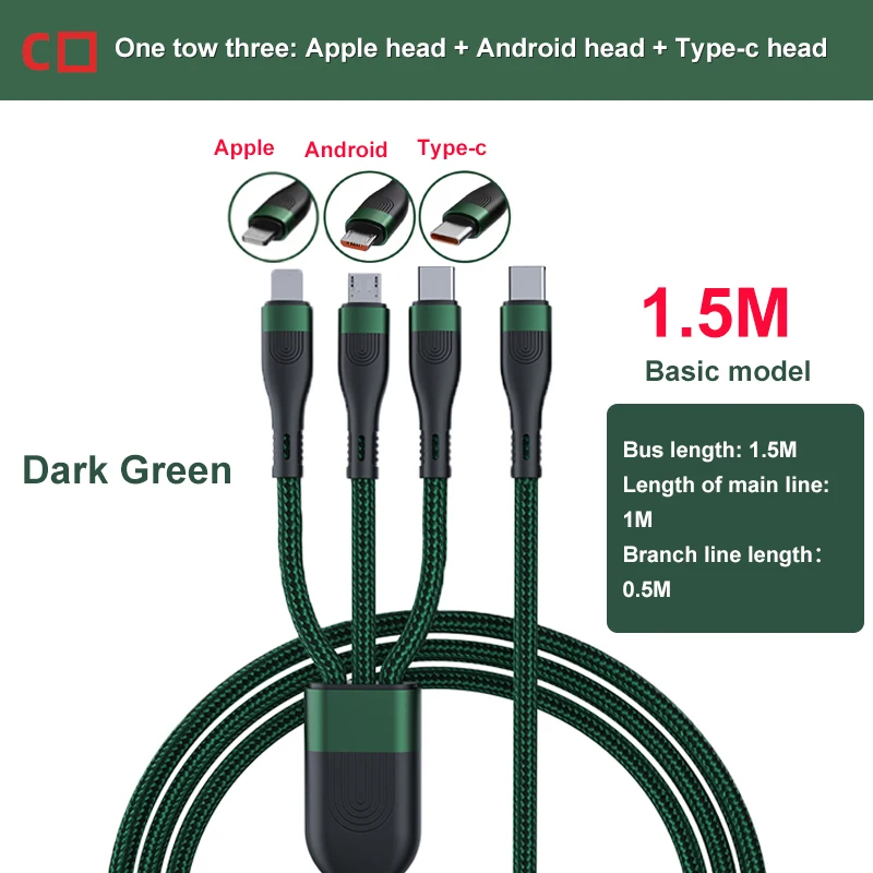 Высококачественный дорожный удобный кабель для передачи данных 6A 100 Вт Сверхбыстрая зарядка с Type-c