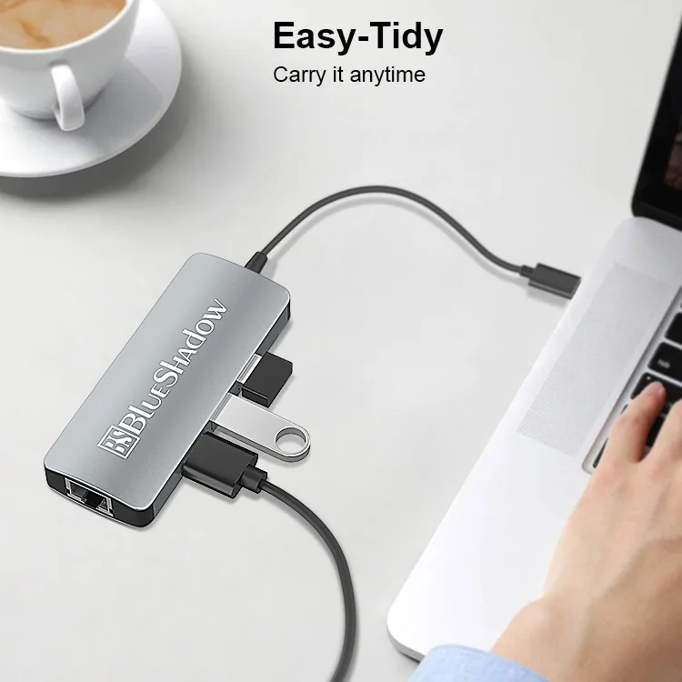 Factory Price 4 In 1 Usb 3.0 1Gbp Rj45 Gigabit Ethernet Adapter For Laptop  Type C To Ethernet Adapter