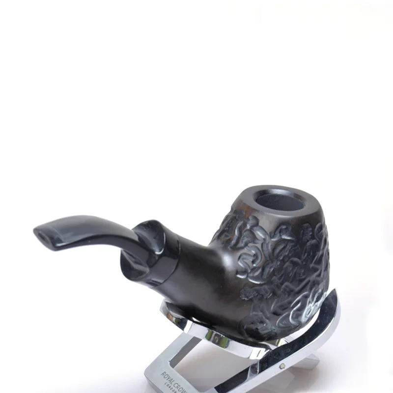 
Black wood pipe with bent filter tip pipe set without rack smoking pipe 