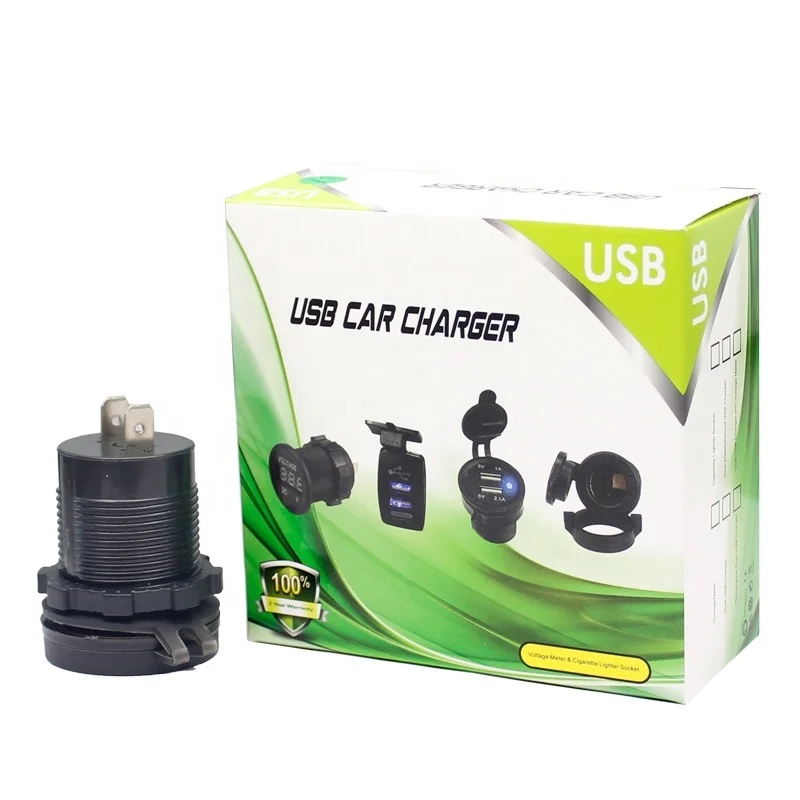 Waterproof 12V/24V QC3.0 Dual USB Fast Charger Power Outlet with Voltage and Current Display