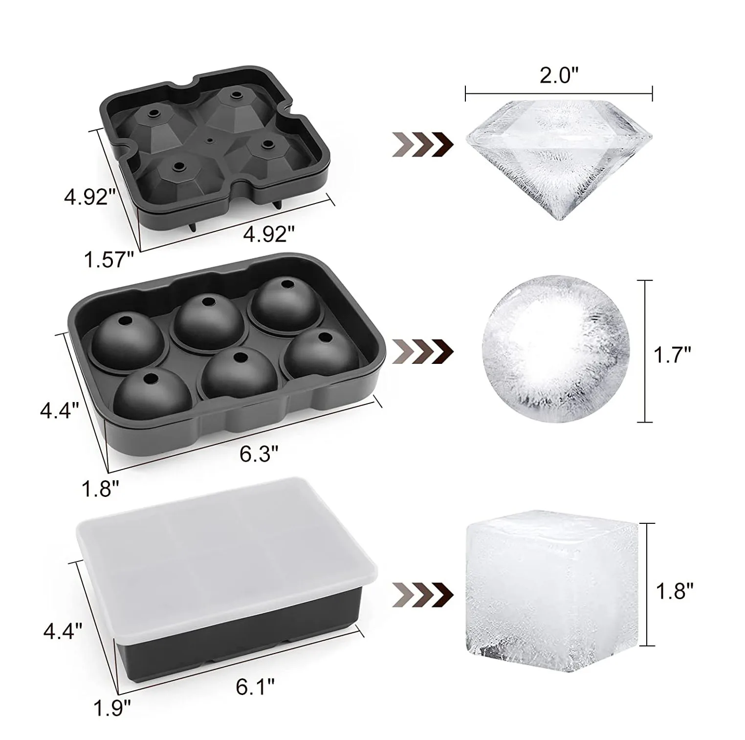 Custom Reusable Whiskey Accessories Ice Ball Molds Silicone Mold Ice Cube Tray