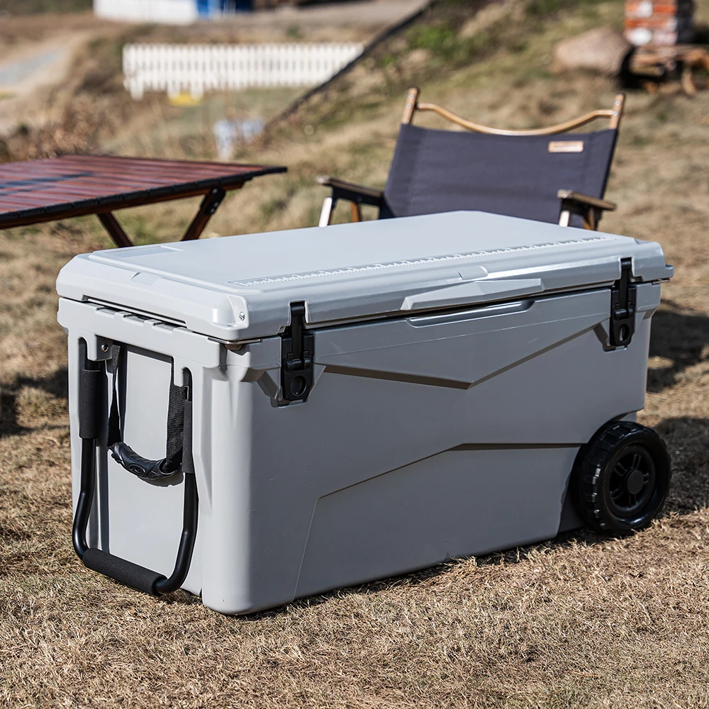 Kuer Outdoor insulated rotomolded fridge cooler ice box with wheels