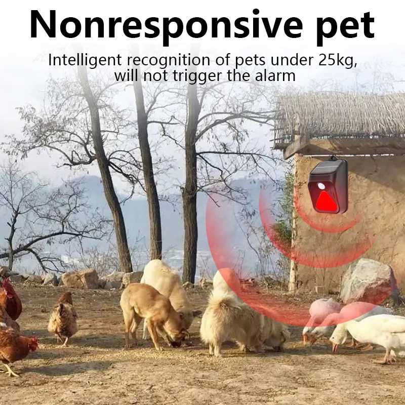 Remote Controlled Wireless Outdoor PIR Motion Sesnors Alarm with Solar Panel