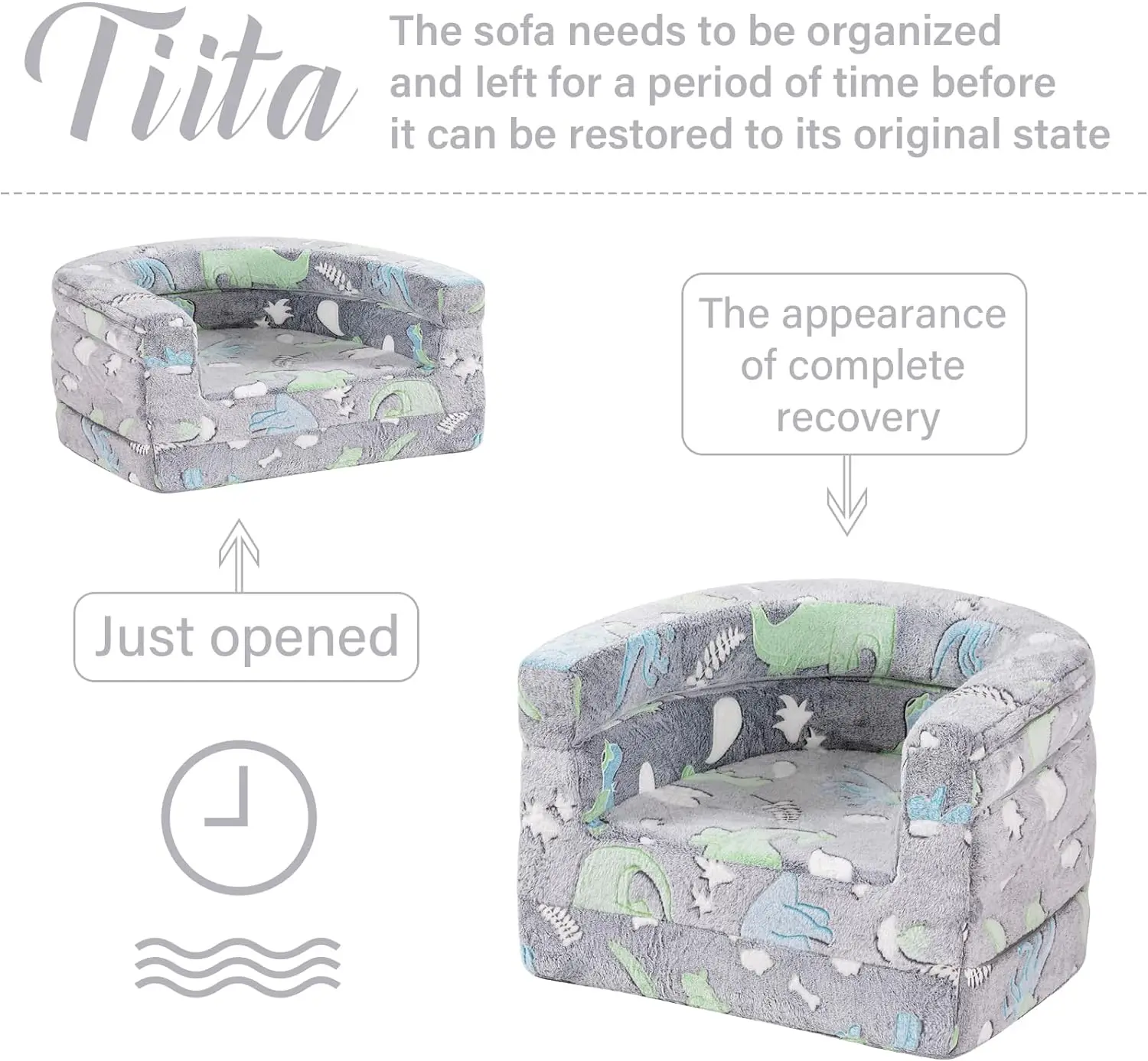 Convertible 3-in-1 High Density Foam Kids Couch Plush Toddler Chair Bed Toddler Reading Sofa Chair