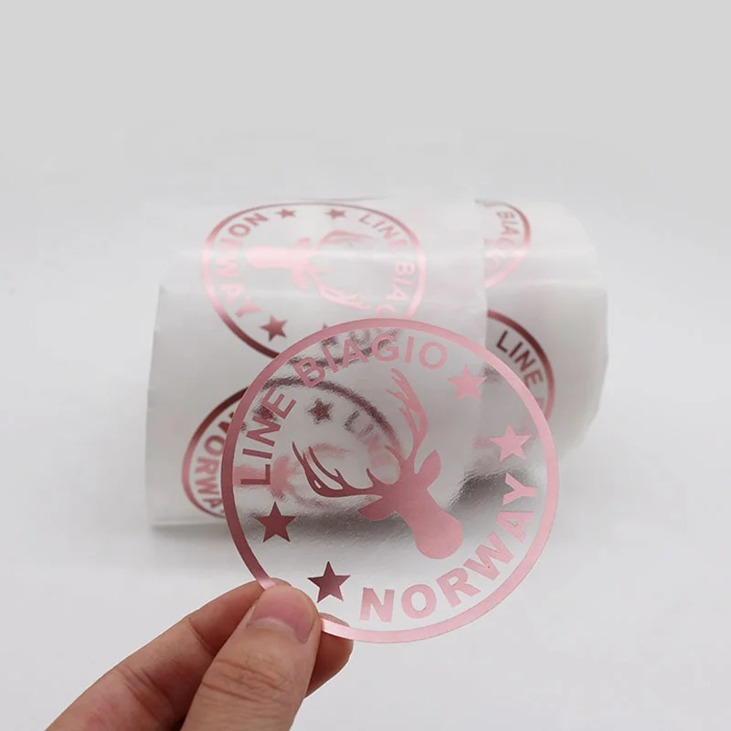 
 Пользовательские круглые прозрачные этикетки из розового золота, виниловые наклейки, рулон листов   (60797555491)