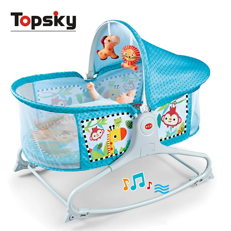 Topsky Newborn Safety Rocker Baby Swing Crib Electric Musical Baby Bassinet Multi-functional Baby Cradle Bed with Canopy Modern