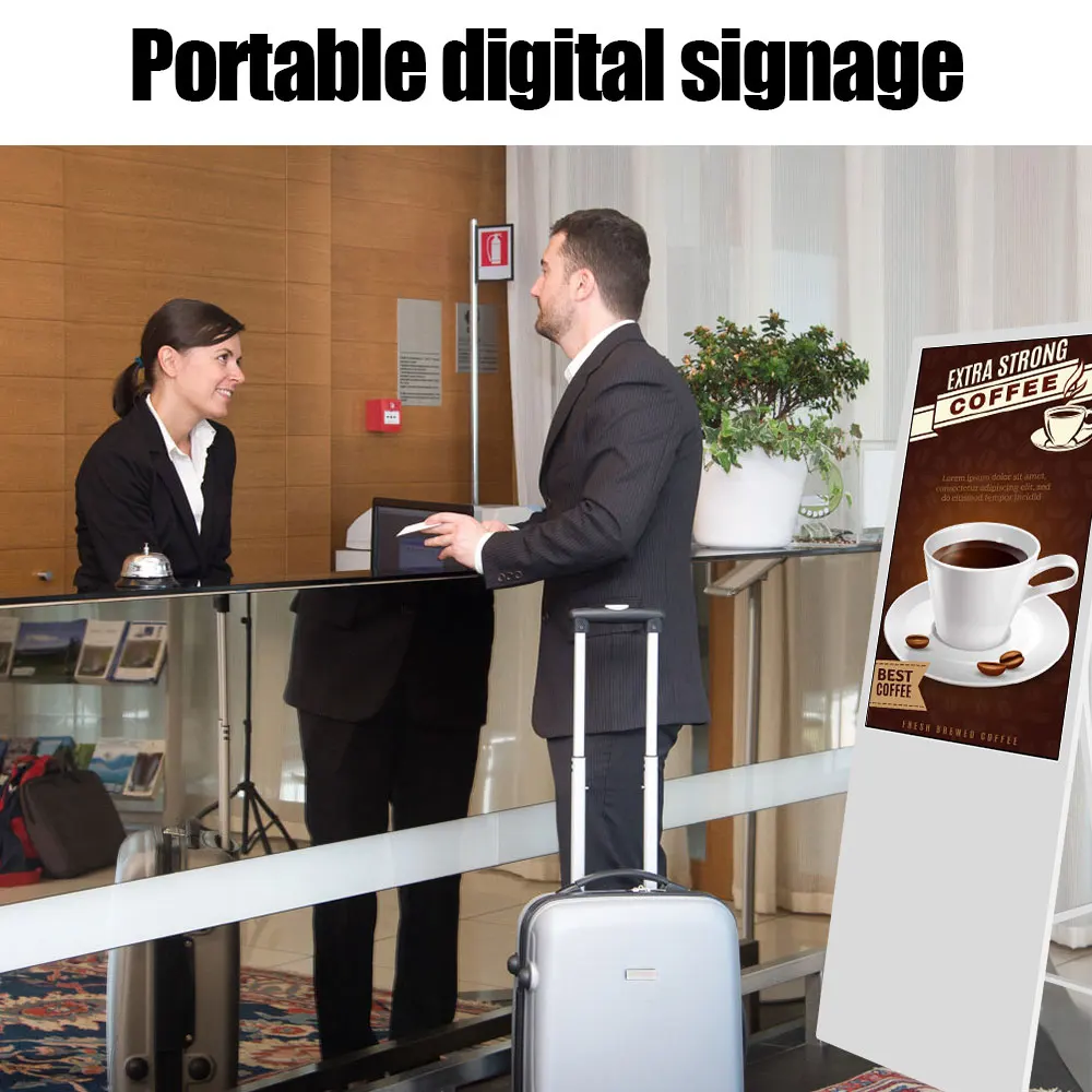 43 49 55 inch indoor mobile Battery power advertising signage display portable touch screen lcd digital poster