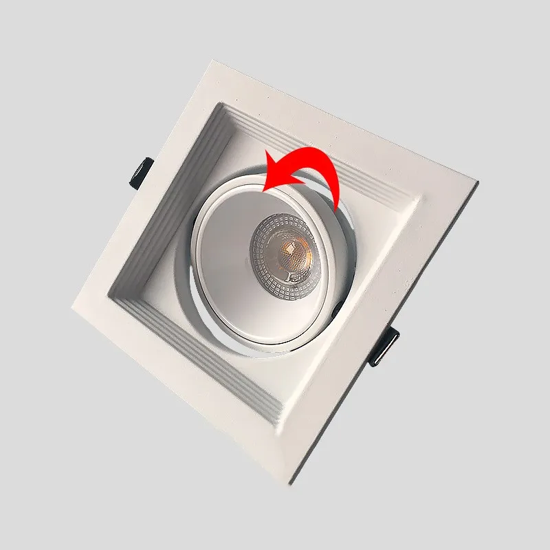 Replaceable GU10 LED Square round grille spotlights Single and dual head adjustable recessed downlight spotlights