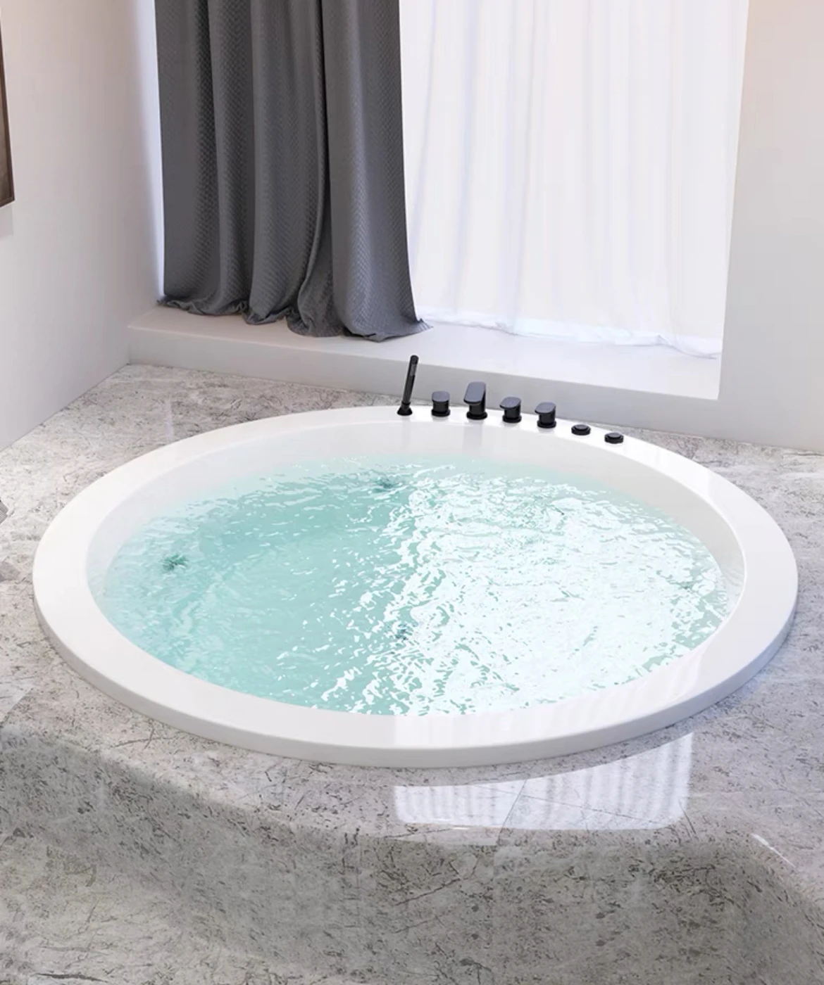 Lizhen-Hwa.Vic Hot tub indoor spa underground spa bath round 4-person jacuzzis to-to waterfall sap bathtubs LED phototherapy