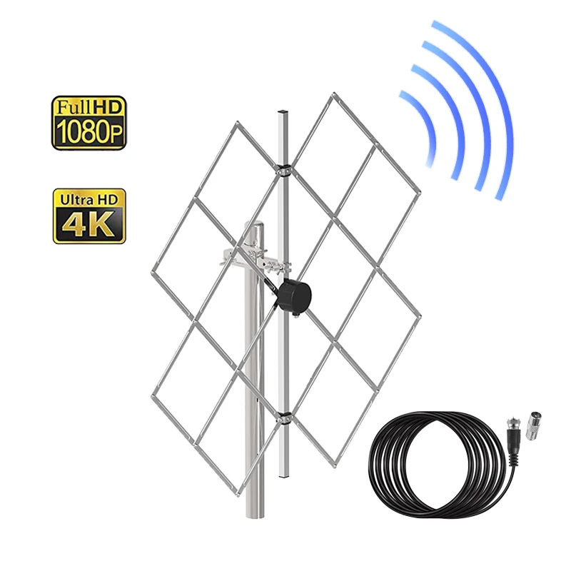 High Gain Achieved UHF TV Yagi Aerial free channels Antena get local channels amplifier power supply digital hdtv tv antenna