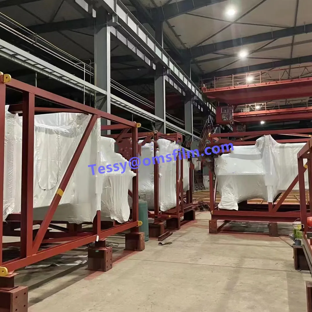 White color Flame retardant PE Heat shrink wrap film 12m x 40m FR shrink wrap film 9mil / 10mil