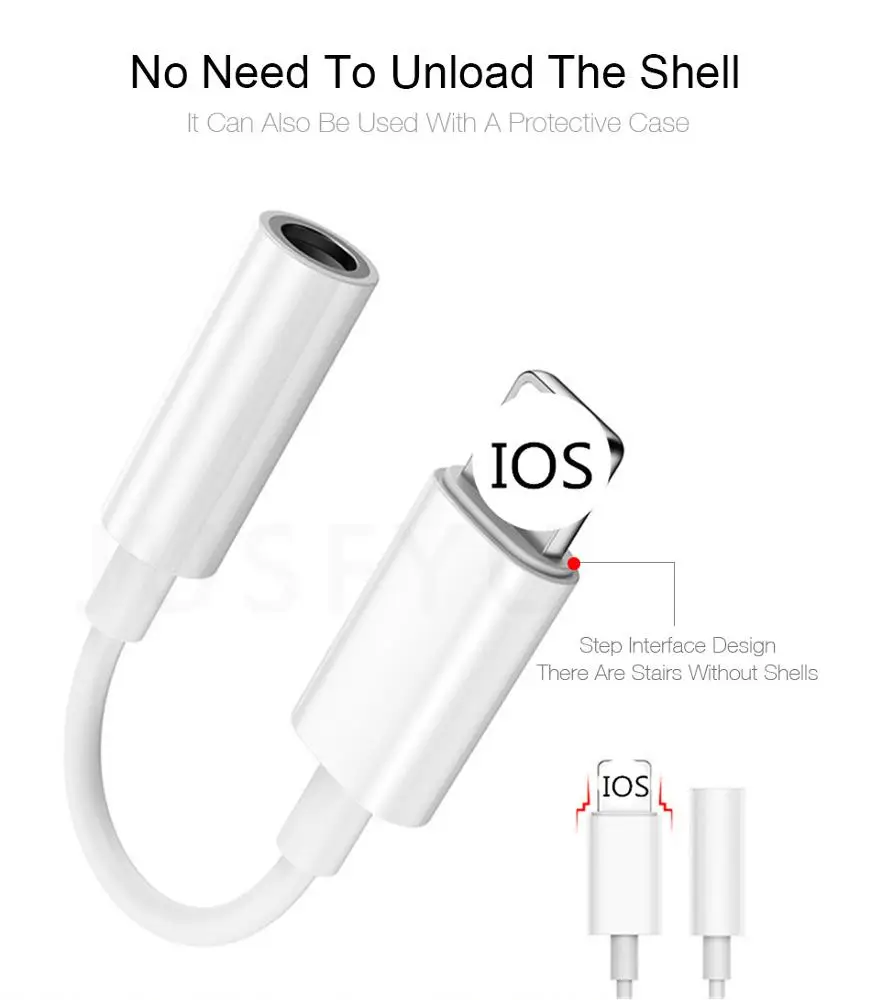 3.5mm Jack Headphone Adapter for Iphone IOS 10.3 for Lighting Plug Play Music Audio Earphone for IPhone Lightning Converter