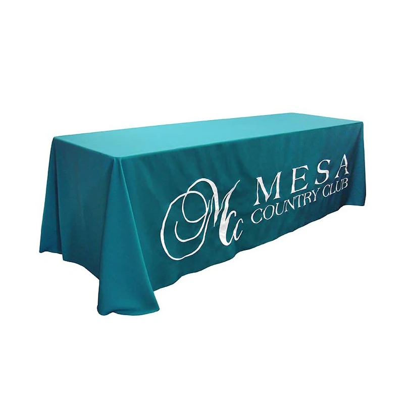 Custom Spandex Rectangle Fitted Stretch Table Cloth Logo For Events
