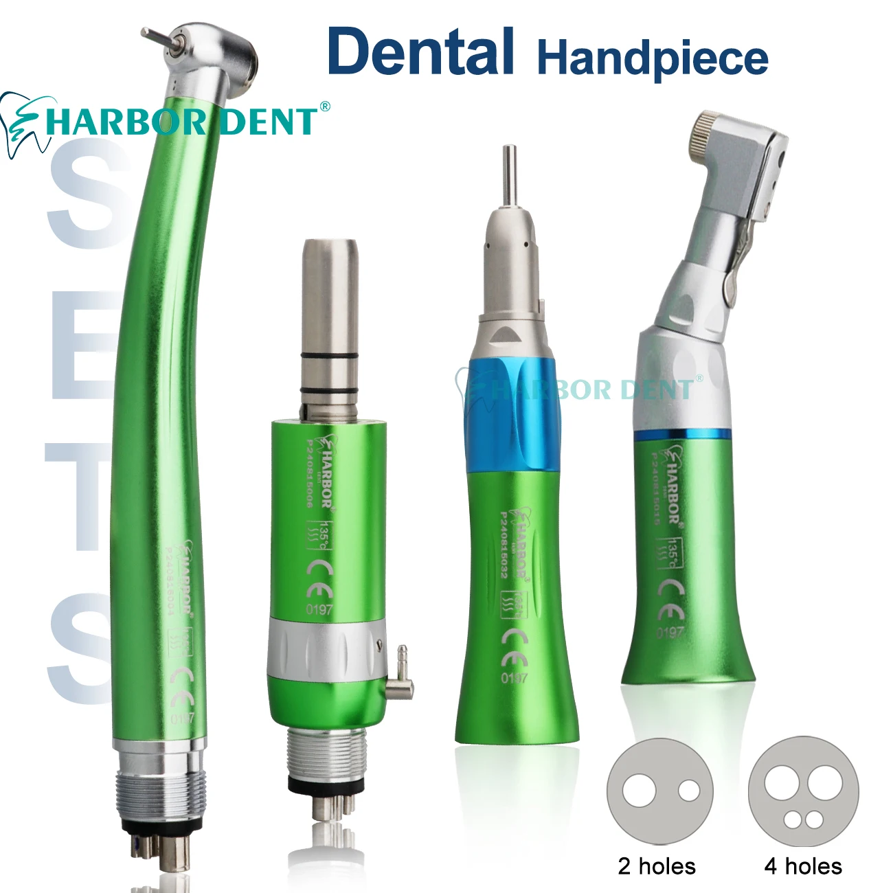 colored-dental-handpiece 2 hole 4 hole High Speed Air Turbine And External Water Spray Low Speed Handpiece Set Handpiece Kit