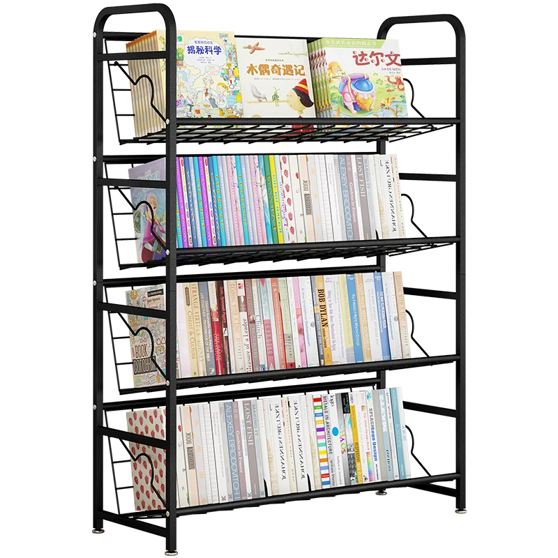 Nordic style minimalist bedroom bookshelf library 4-layer shelf book display rack bookcase cabinet