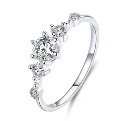 925 Sterling Silver 5 Stone Ring Jewelry Wedding Cubic Zirconia Ring for Ladies Women