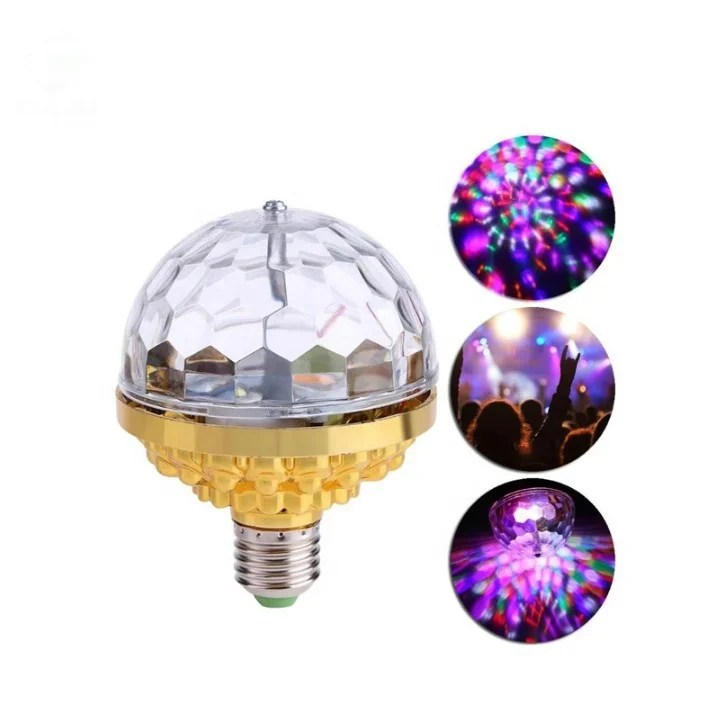 LED Crystal Magic Ball RGB Mini LED Stage Light Bulb Rotating Disco Party DJ Colorful Effect Ball Projector Lights Bulb E27