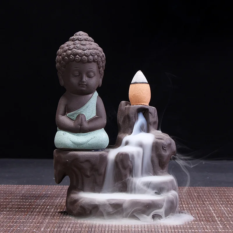Керамическая Мини горелка для благовоний латунная портативная горелка маленького монаха Будды керамическая с водопадом благовония на (62429311900)
