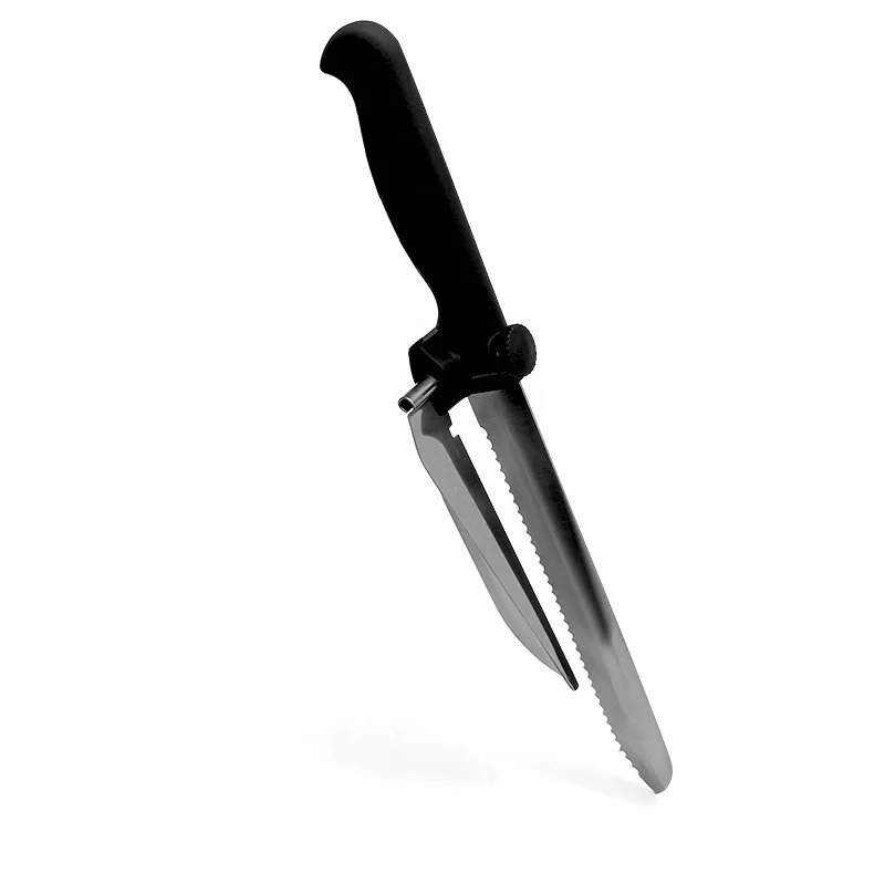 Cutting Knife with Adjustable Slicer Guide, Serrated Kitchen Knives, Serrated Bread Knife with PP Handle