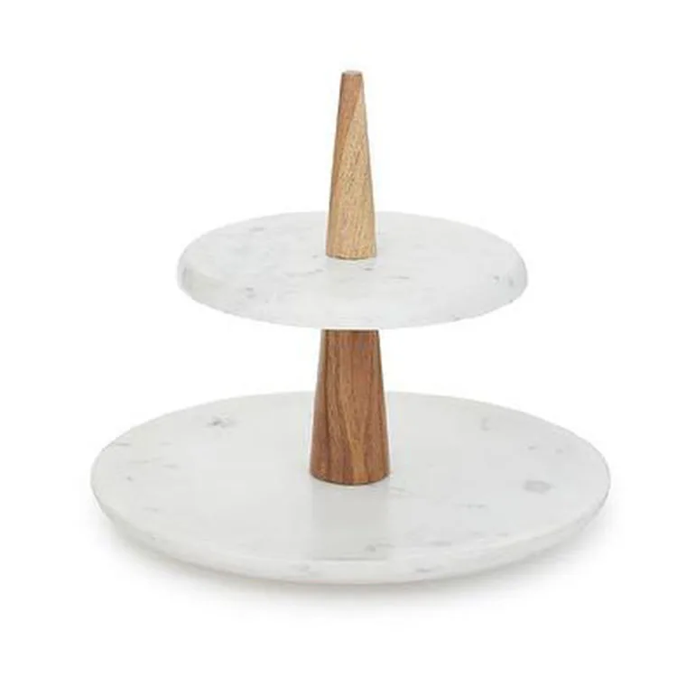 2 Tier Factory Price Marble Cake Server Stand Wholesale Restaurant for Dessert Table