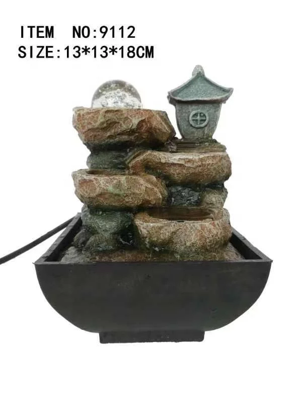 
Wholesale feng shui crafts indoor tabletop decoration resin water fountain house 
