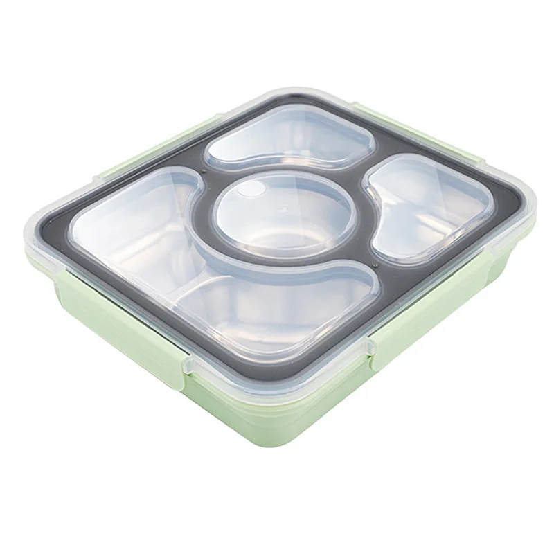New each compartments leakproof 4 buckles PP lid hot water thermal bottom 304 stainless steel 4/5 compartments bento lunch box