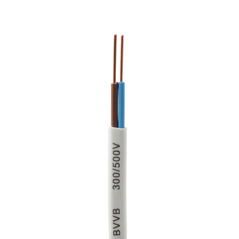 300V 2Core Solid flat copper electrical wire with copper core PVC insulation jacket for basic house wiring