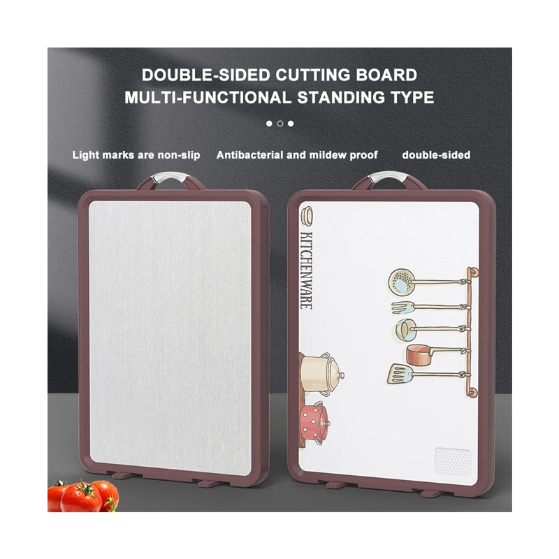 Multifunctional 304 stainless steel double-sided chopping  board can stand food grade pp cutting board for kitchen