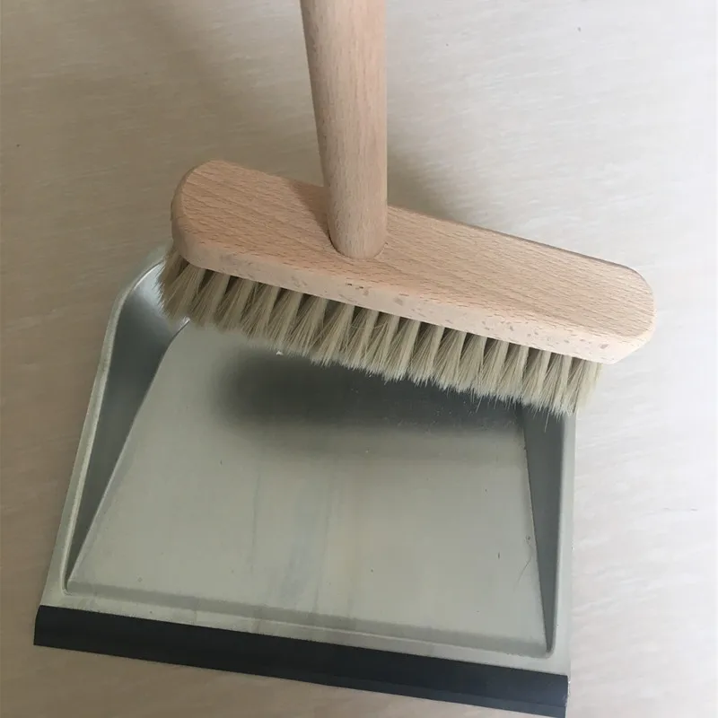 Design Wood Long Handle Broom with Metal Dustpan