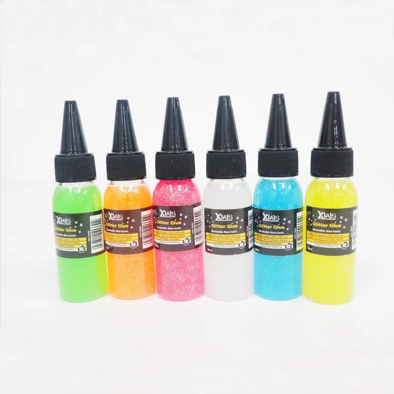 Xiais 30ml Creative Handmade DIY Liquid Glitter Glue Unique Fine Glitter for Crafting