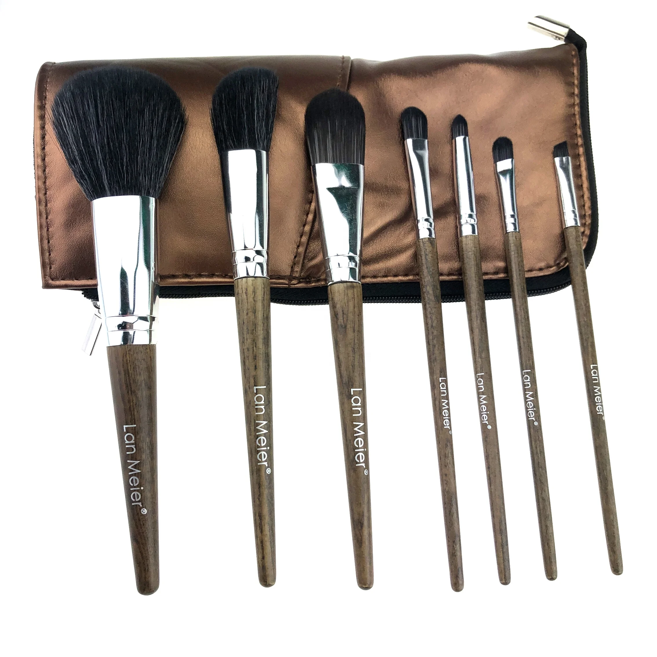 Профессиональный Логотип Женская портативная художественная искусственная веганская индивидуальная Кисть для макияжа Высокое качество для путешествий Профессиональный с сумкой набор кистей для макияжа