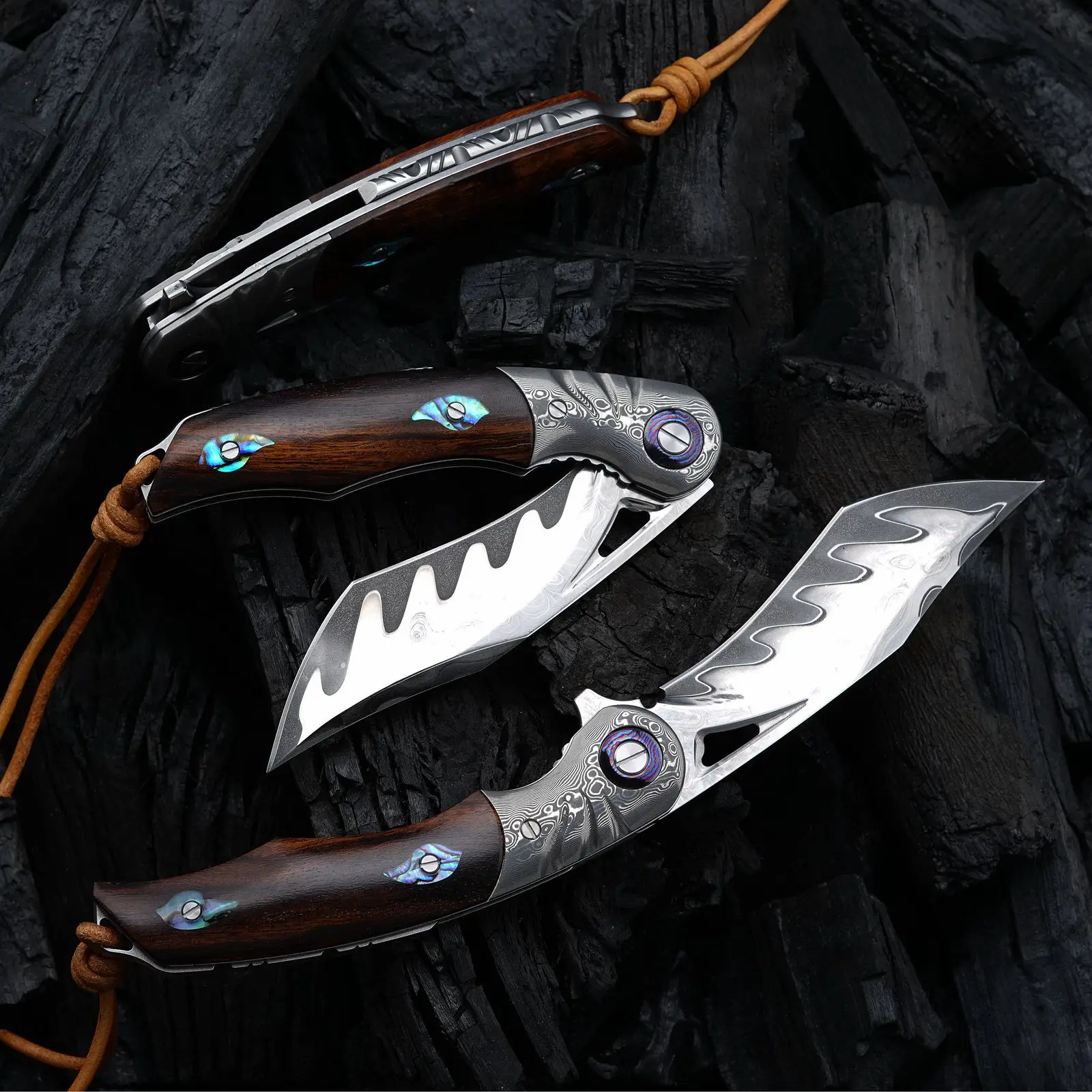 Custom High End Pocket Hand Forged Triple Steel Desert Iron Wood Handle Folding Pocket Knife for Men with Clip Edc Knives