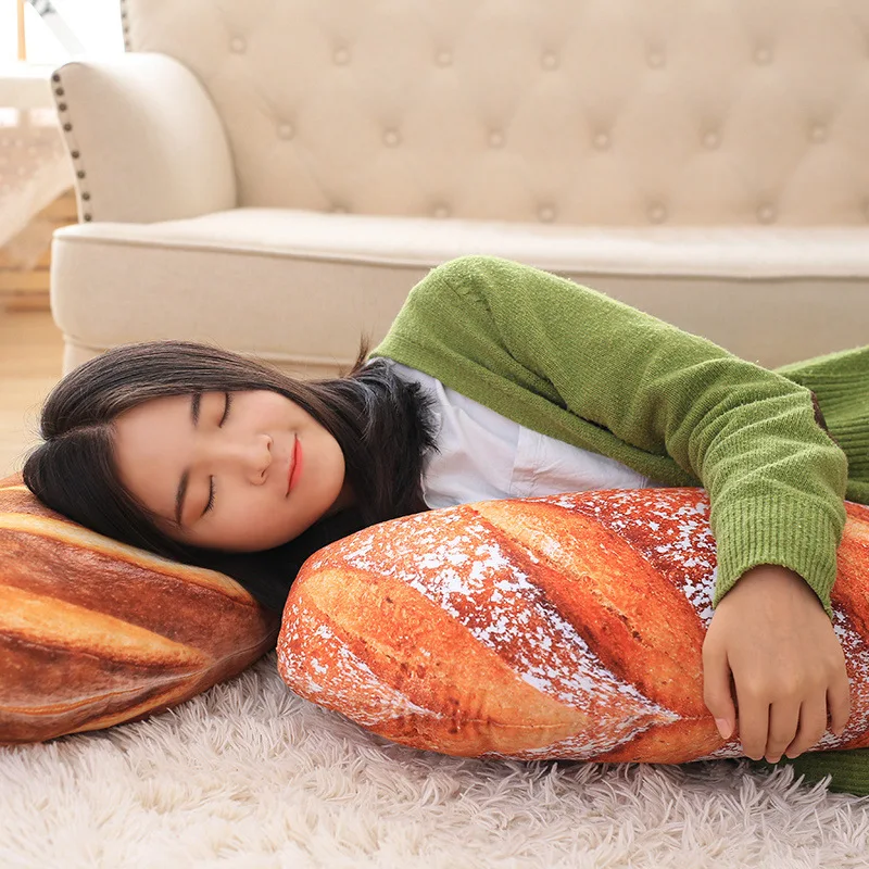 Newly  Simulated Bread Shape Pillow Toys Super Soft Lumbar Baguette Back Cushion Funny Food Plush Stuffed Toy