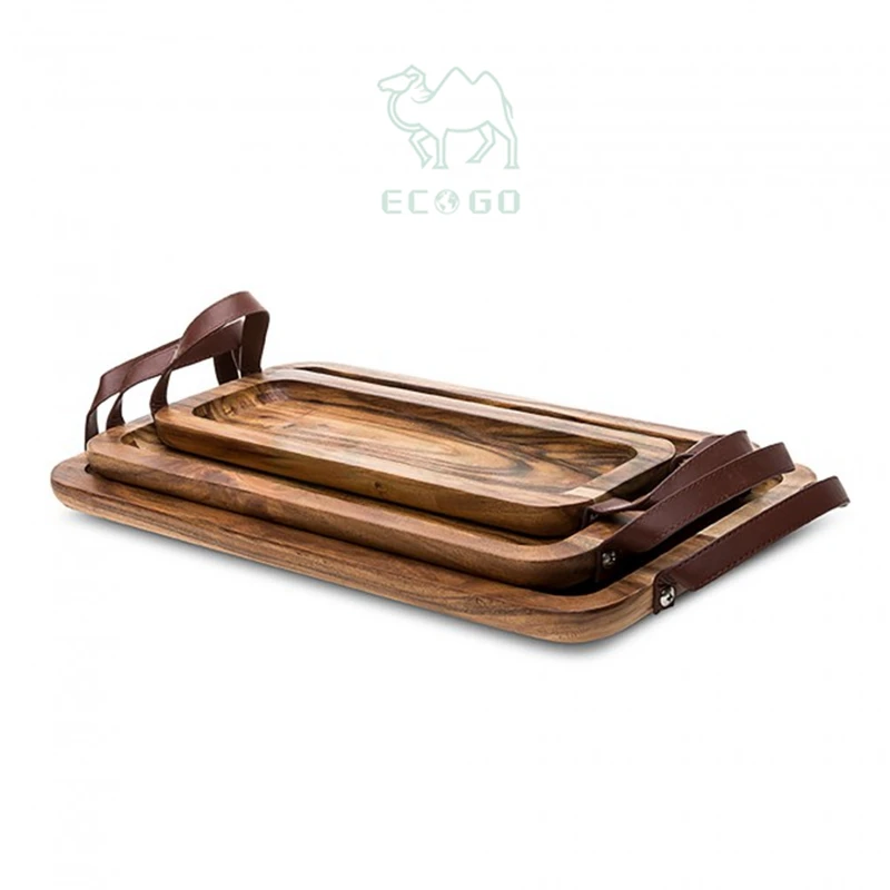 Luxury Wooden Platters Set Natural Acacia Wood Tray, Wooden Cheese Plate For Serving Dish Set