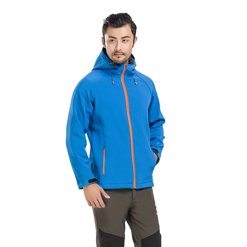 
Customized OEM wholesale price hiking camping water repellent unisex hooded softshell warm fleece jacket with custom logo 