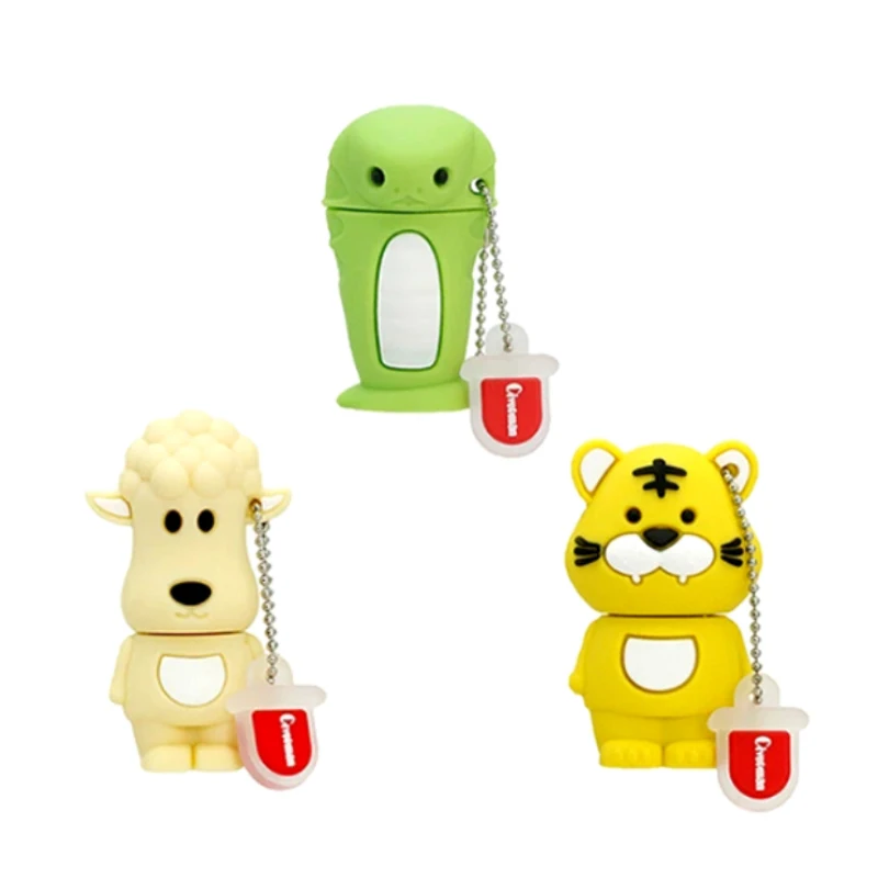 Wholesale Cartoon Tiger 3D USB2.0 Flash Drive 2GB 4GB 8GB PVC Animal Pig Cattle Pendrive