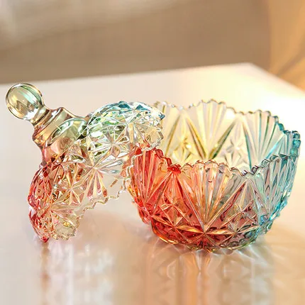 
Hand Made Candy Storage Container Colored Glass Jar for Home Decoration 