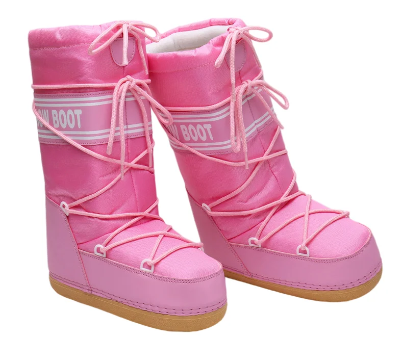Customize Winter Skiing Space Boots Fashion Round Head Mid-tube Womens Snow Boots Thickened Lunar Shoes