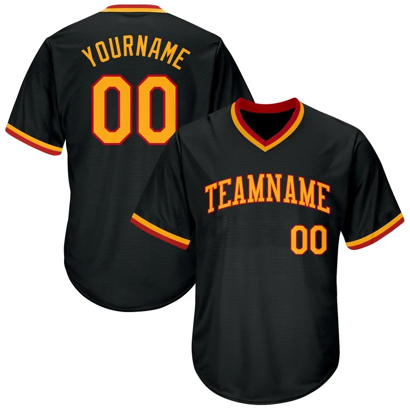 Custom Black Baseball Jersey Polyester Spandex Sublimation Team Names Printing Durable Softball Shirt