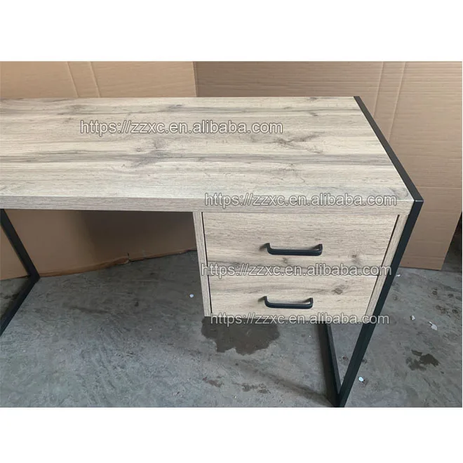 Cheap Two Drawer Wood and Metal Study Computer Desk Table