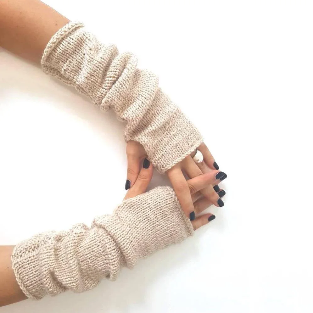 Y-Z fashion wool arm warmers Fingerless women gloves mittens knit hand Winter