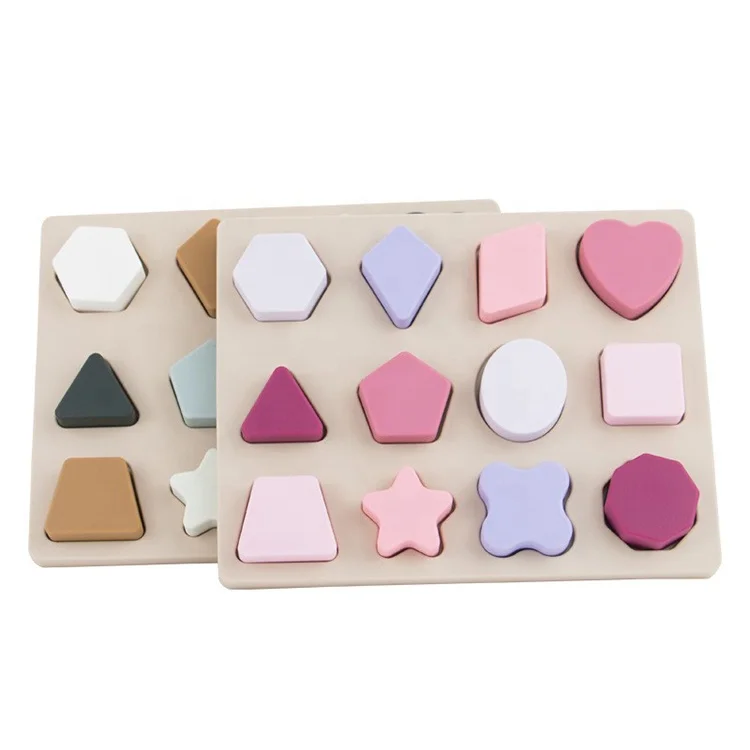 BPA free Baby Educational Toys Silicone geometry Puzzle Preschool Games Montessori Toys Wholesale