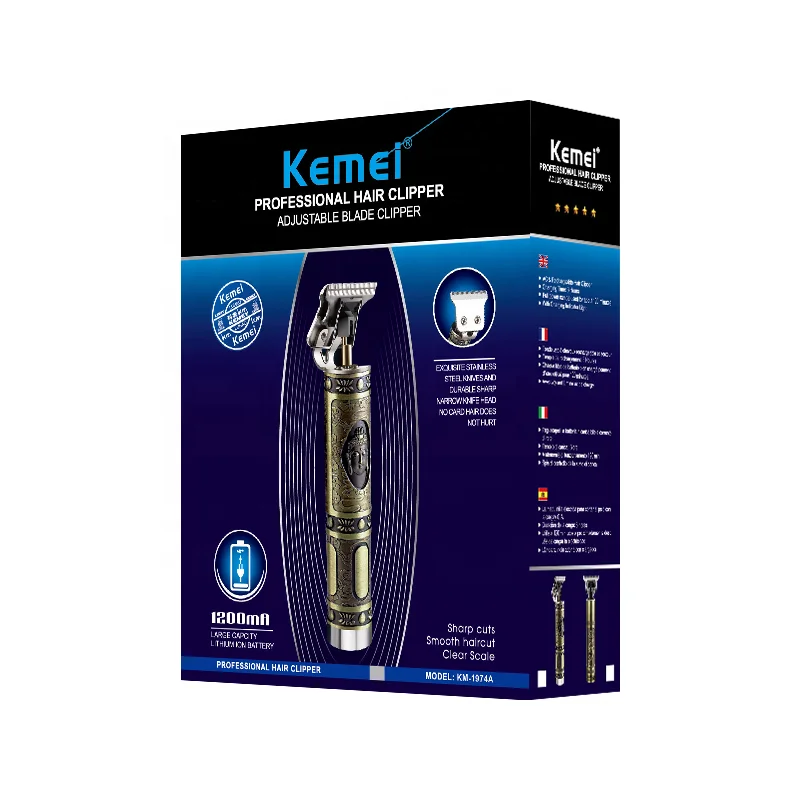 Дропшиппинг USB перезаряжаемые Kemei KM-1974A T9 лысый Электрическая аккумуляторная бритва для мужчин Парикмахерская резки машинка стрижки волос