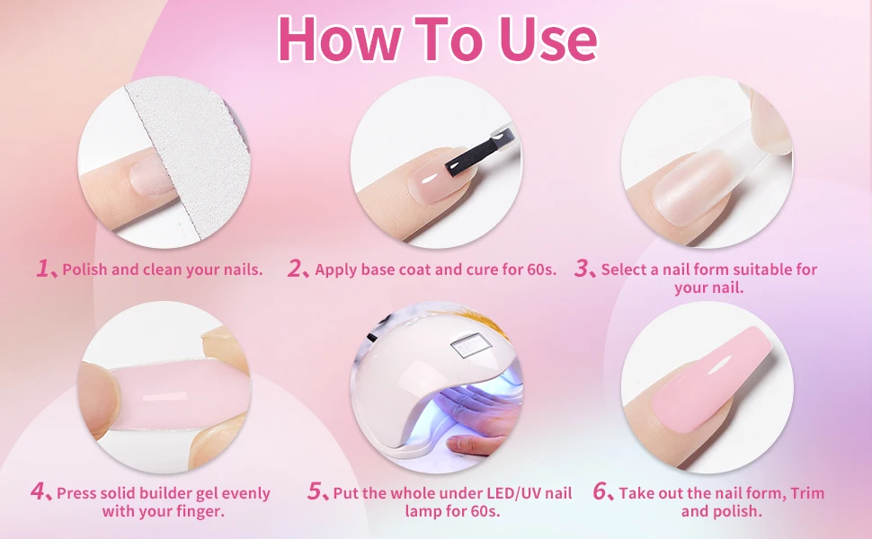 Free samples hot sale pink colors private label nail extention builder uv gel for carving nail art design