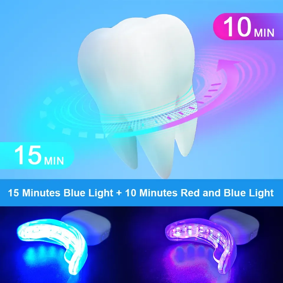 Mini Teeth Whitening LED Light Wireless 15 Mins Effective Bleaching Teeth Whitening Light 32 LED Tooth Whitening Blue Red Light