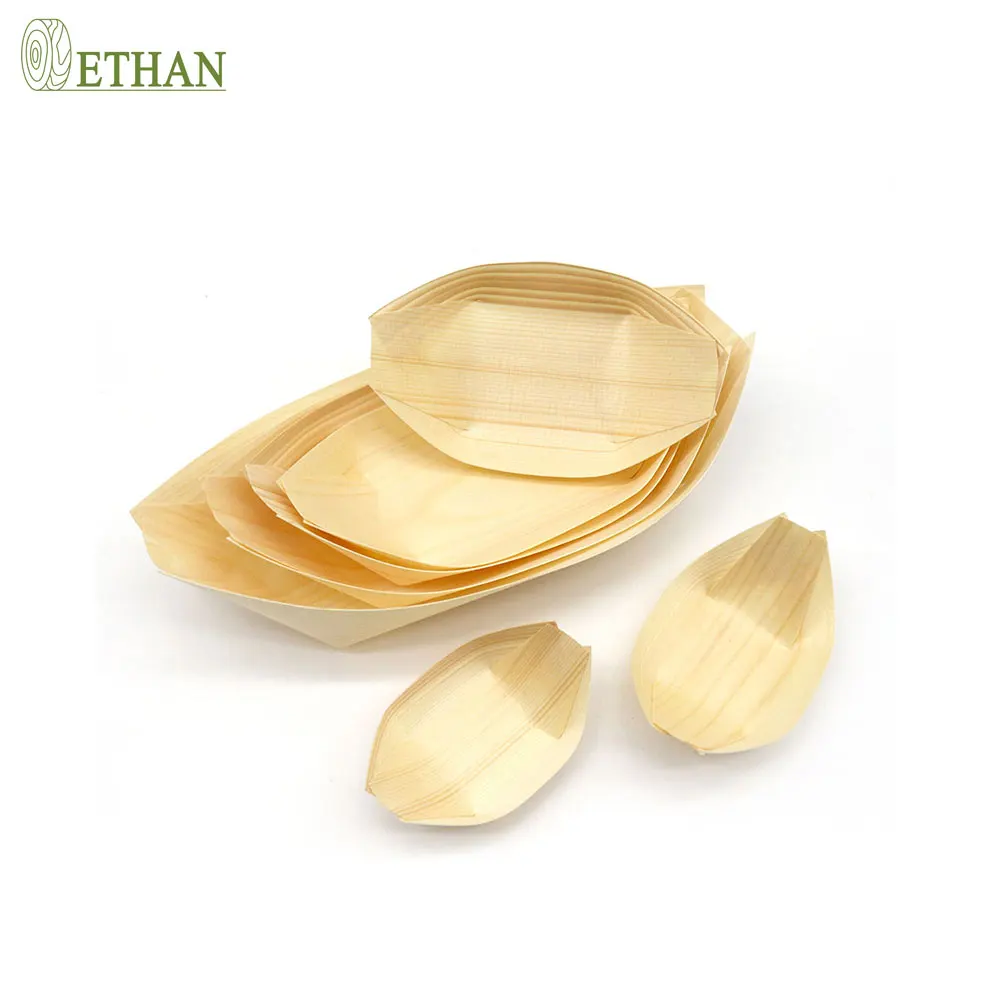 Well-Designed Wooden Lightweight Japanese Wooden Sushi Boat Plates
