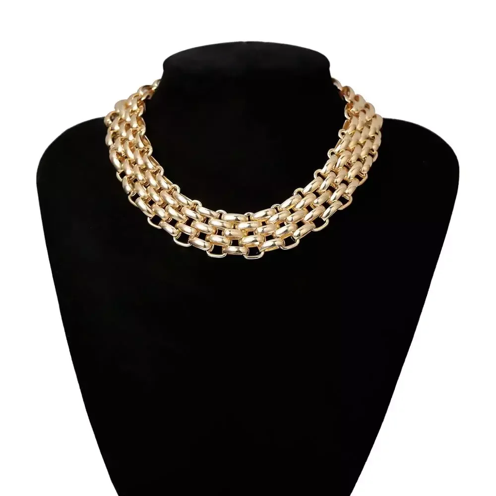 SHIXIN Beautiful Charm Necklaces Gold Color Silver Color Thick Chunky Thick Chunky Choker Necklaces for Women Jewelry