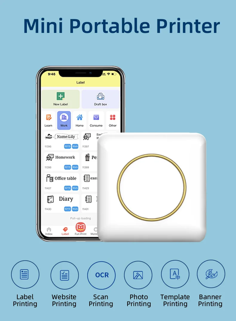 OEM C20 printers office photo message accounts for children toy Thermal Printer high quality mini printer portable