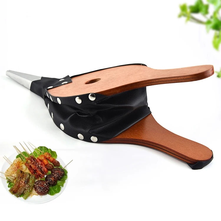 online 2024 Online Hot Selling Manual Outdoor Barbecue Convenient Carrying Tools Leather Fireplace Manual Wooden Blower